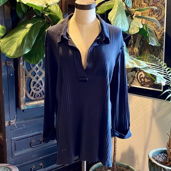 Free People Annie Ribbed Collar V Neck Pull Over Top - Picture 2 of 11